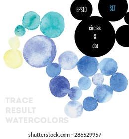 Background watercolor circles. It contains watercolor circles of different colors. White background.