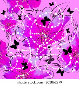 background of watercolor flowers. Vector 