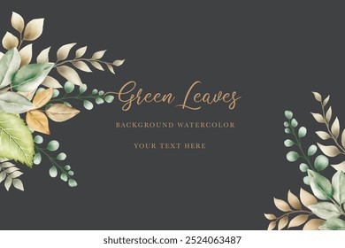 background watercolor with green leaves
