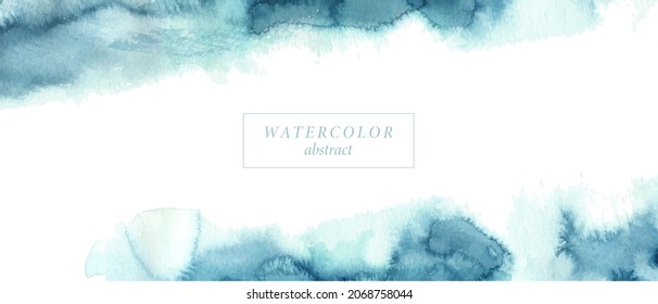 Background with watercolor hand painted blue wash. Frame with place for text.