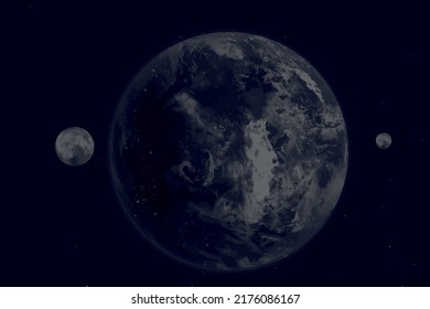 background Watercolor space and planets. Abstract vector background.