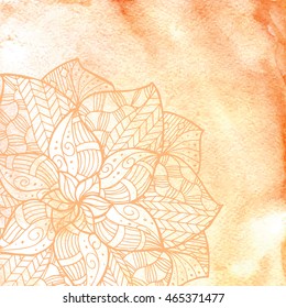 Background in watercolor style with mandala. Vector illustration. Perfect for web, scrapbooking. 