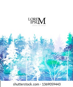 Background with watercolor tree silhouettes