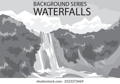 background waterfalls views abstract in greyscale