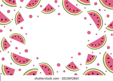 Fondo con sandías y espacio para copiar. Pancarta de verano. Vector