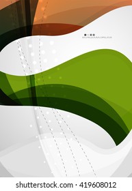 Plantilla empresarial de ondas de fondo - franjas de curva de color y líneas en el concepto de movimiento y con efectos de luz y sombra. Banner de presentación y plantilla de diseño de mensajes de tarjeta de visita