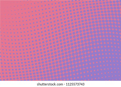 Background with wave dotted lines. Halftone pattern. Design in pop-art style, comic book. Retro, vintage backdrop. Vector illustration.  Pink-violet color