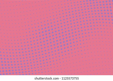 Background with wave dotted lines. Halftone pattern. Design in pop-art style, comic book. Retro, vintage backdrop. Vector illustration.  Pink-violet color