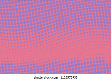 Background with wave dotted lines. Halftone pattern. Design in pop-art style, comic book. Retro, vintage backdrop. Vector illustration.  Pink-violet color