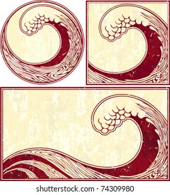 Background with a wave in  Japanese style