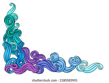 Background with wave line curls. Color striped texture.