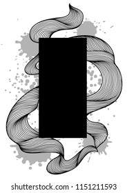Background with wave line curls. Monochrome stripes black and white texture.
