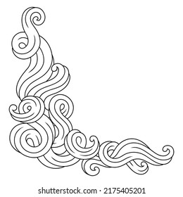 Background with wave line curls. Monochrome stripes black and white texture.