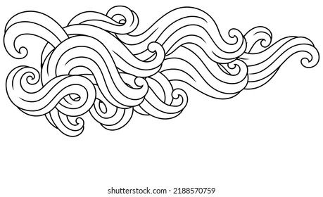 Background with wave line curls. Monochrome stripes black and white texture.