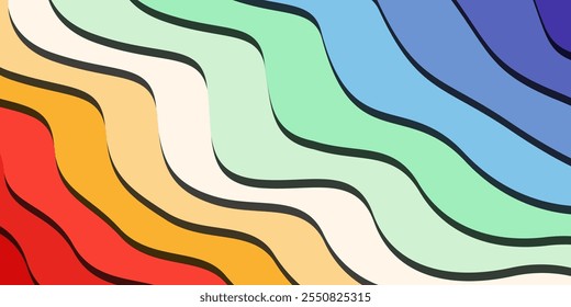 Background Wave Multicolored, Vector art, Free Download