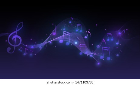 Background With Wave Of Notes. Music