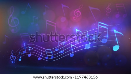 Background with wave of notes. Music, party.