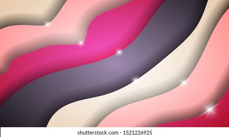 Background in wave style paper. Colorful and sparkling abstract background