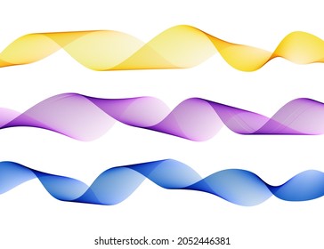 Fondo con olas. Pancarta ondulada abstracta. Líneas de flujo curvas. Volante con gradiente de fluido giratorio sobre fondo blanco. Cubierta geométrica. Folleto futurista. Afiche moderno. Ilustración vectorial.