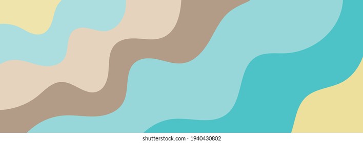 Background with waves of the sea, template for splash. Blue, brown and yellow are trendy pastel shades for summer designs.