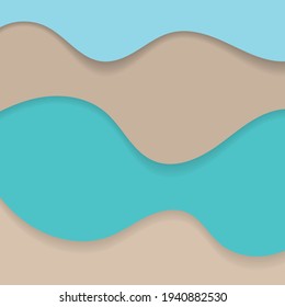 Background with waves of the sea, template for splash. Blue, brown and yellow are trendy pastel shades for summer designs.