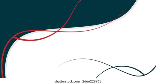 Ondas de fondo Formas verdes. Anuncio de memphis geométrico. color de líneas rojas. Plantilla de negocios y promoción