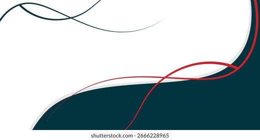 Ondas de fondo Formas verdes. Anuncio de memphis geométrico. color de líneas rojas. Plantilla de negocios y promoción