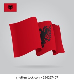 Background with waving Albanian Flag. Vector illustration