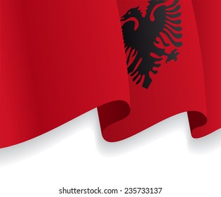 Background with waving Albanian Flag. Vector illustration