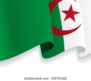 Background with waving Algerian Flag. Vector illustration