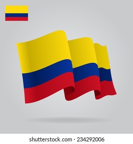 Background with waving Colombian Flag. Vector