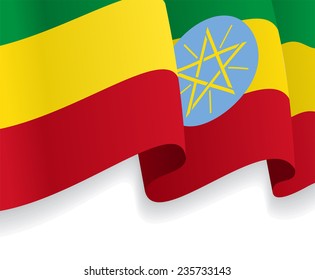 Background with waving Ethiopian Flag. Vector illustration
