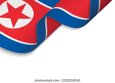 Background with Waving flag of North Korea