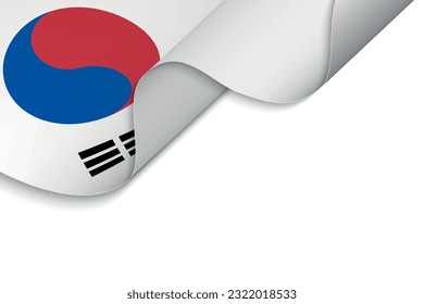 Background with Waving flag of South Korea