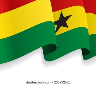 Background with waving Ghana Flag. Vector illustration