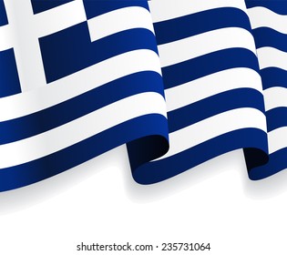 Background with waving Greek Flag. Vector illustration