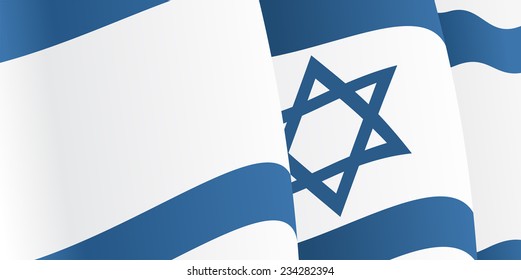 Background with waving Israeli Flag. Vector illustration