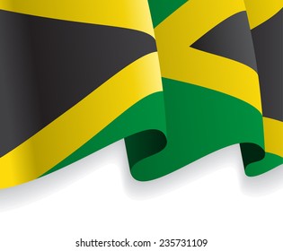 Background with waving Jamaican Flag. Vector illustration
