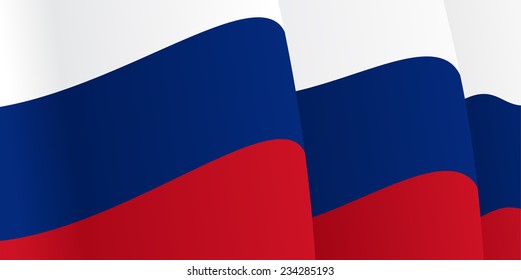 Background with waving Russian Flag. Vector illustration