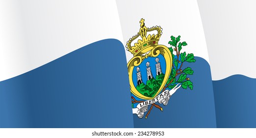 Background with waving San Marino Flag. Vector illustration