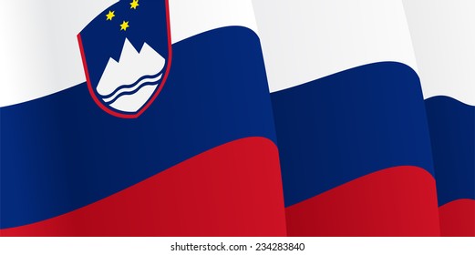 Background with waving Slovenian Flag. Vector illustration