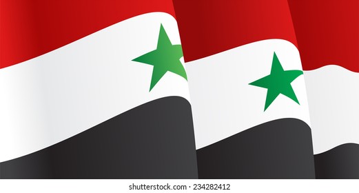 Background with waving Syrian Flag. Vector illustration