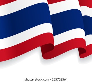 Background with waving Thai Flag. Vector illustration