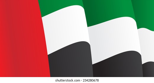 Background with waving United Arab Emirates Flag. Vector illustration