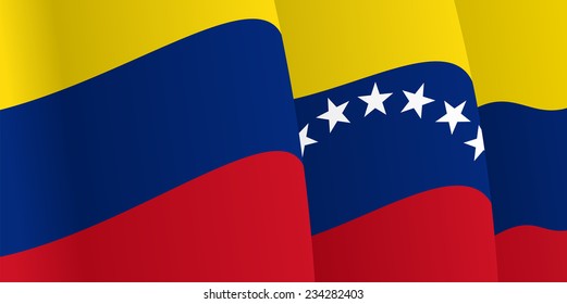 Background with waving Venezuelan Flag. Vector illustration
