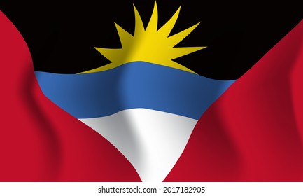 Hintergrund windet sich im Wind Antigua und Barbuda Flagge. Hintergrund für patriotisches nationales Design. Vektorgrafik