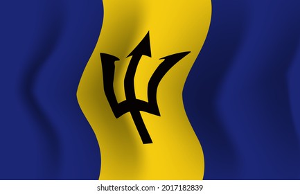 El fondo ondeando en la bandera del viento de Barbados. Antecedentes del diseño nacional patriótico. Ilustración del vector
