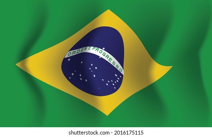 Background waving in the wind Brazil flag. Background for patriotic national design. Vector illustration