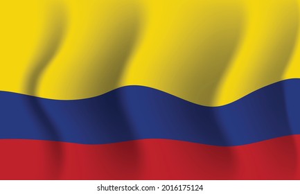 Background waving in the wind Colombia flag. Background for patriotic national design. Vector illustration