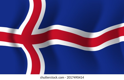 Background waving in the wind Iceland flag. Background for patriotic national design. Vector illustration